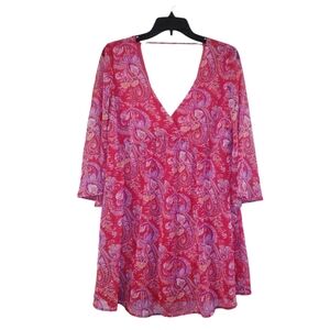 The Impeccable Pig Paisley Bell Sleeve Babydoll Mini Dress